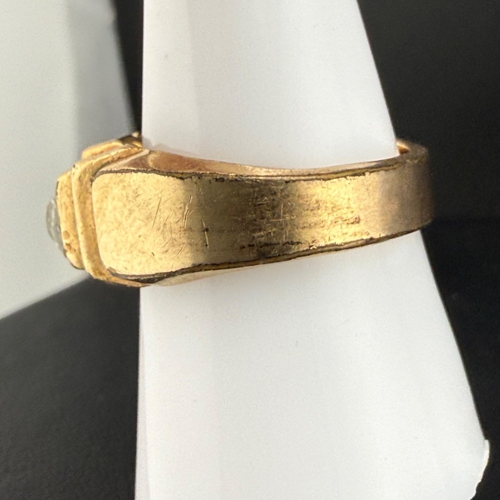 Vintage Uncas Gold Filled Ring 3 Rhinestone Trilogy Band Size 8.25 - Picture 2 of 16